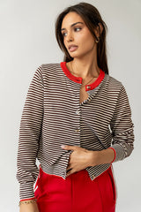 Josy Button Front Cardigan in Red FINAL SALE