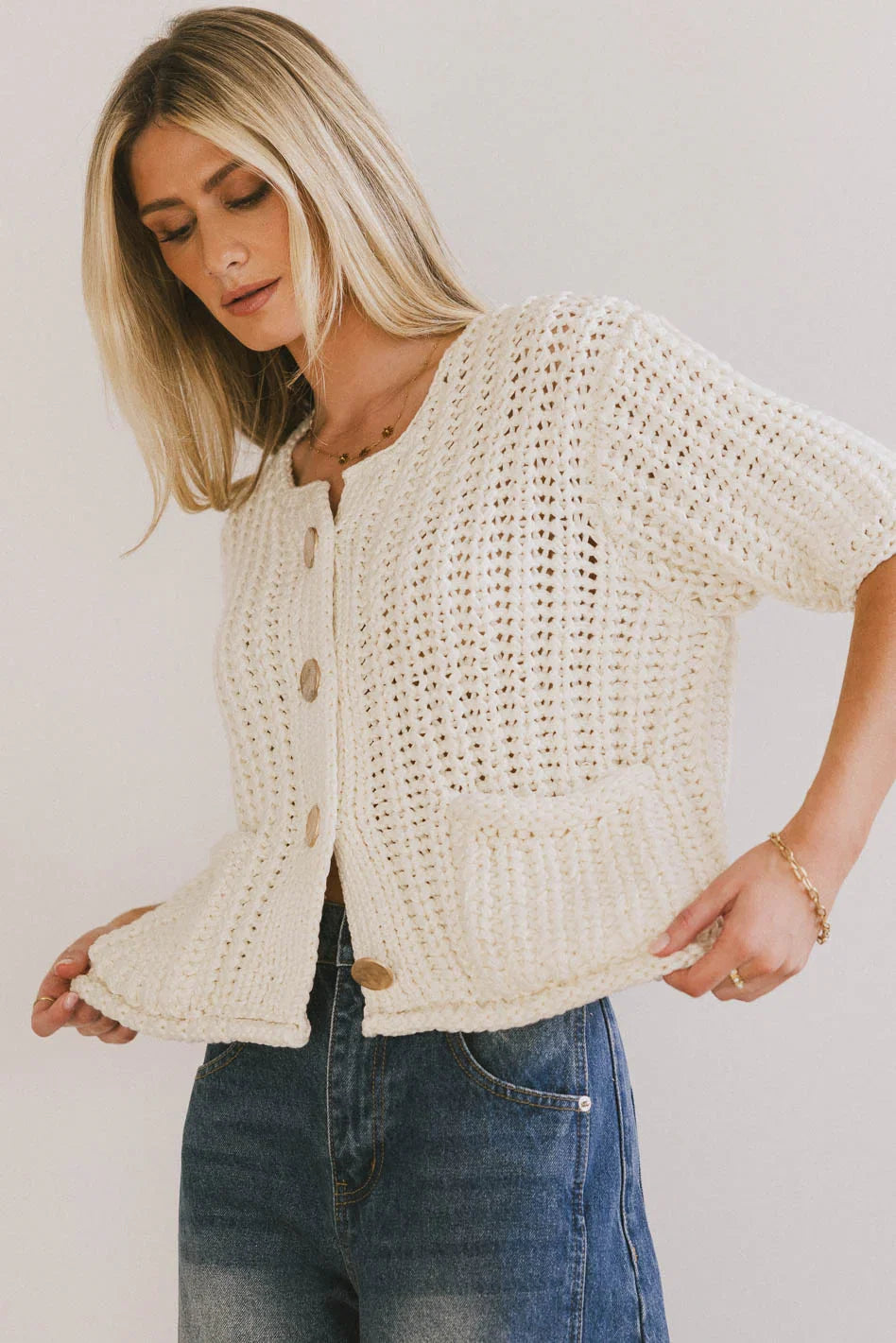 Brenda Knit Cardigan in Ivory FINAL SALE
