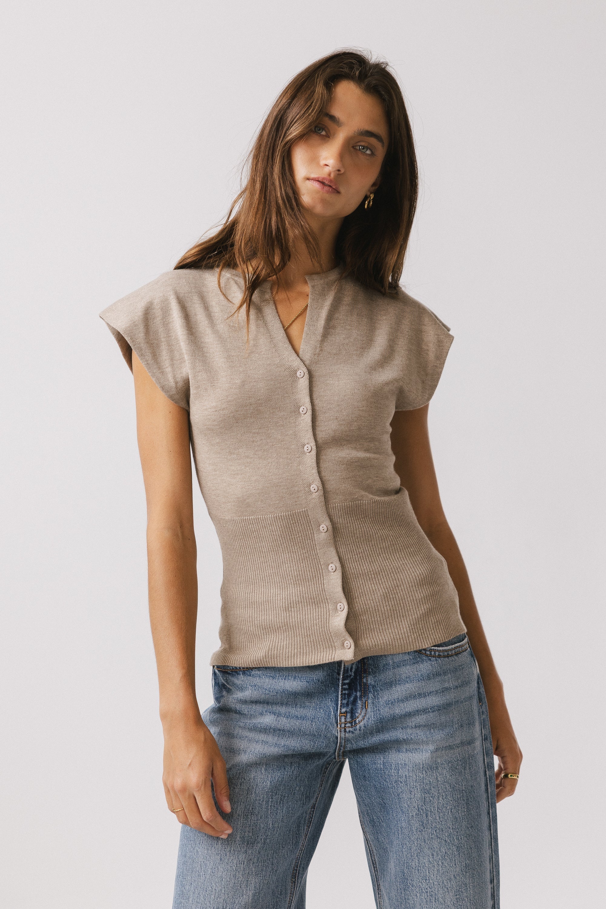 Marco Knit Top in Taupe