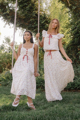 Simon Tiered Maxi Skirt in Red
