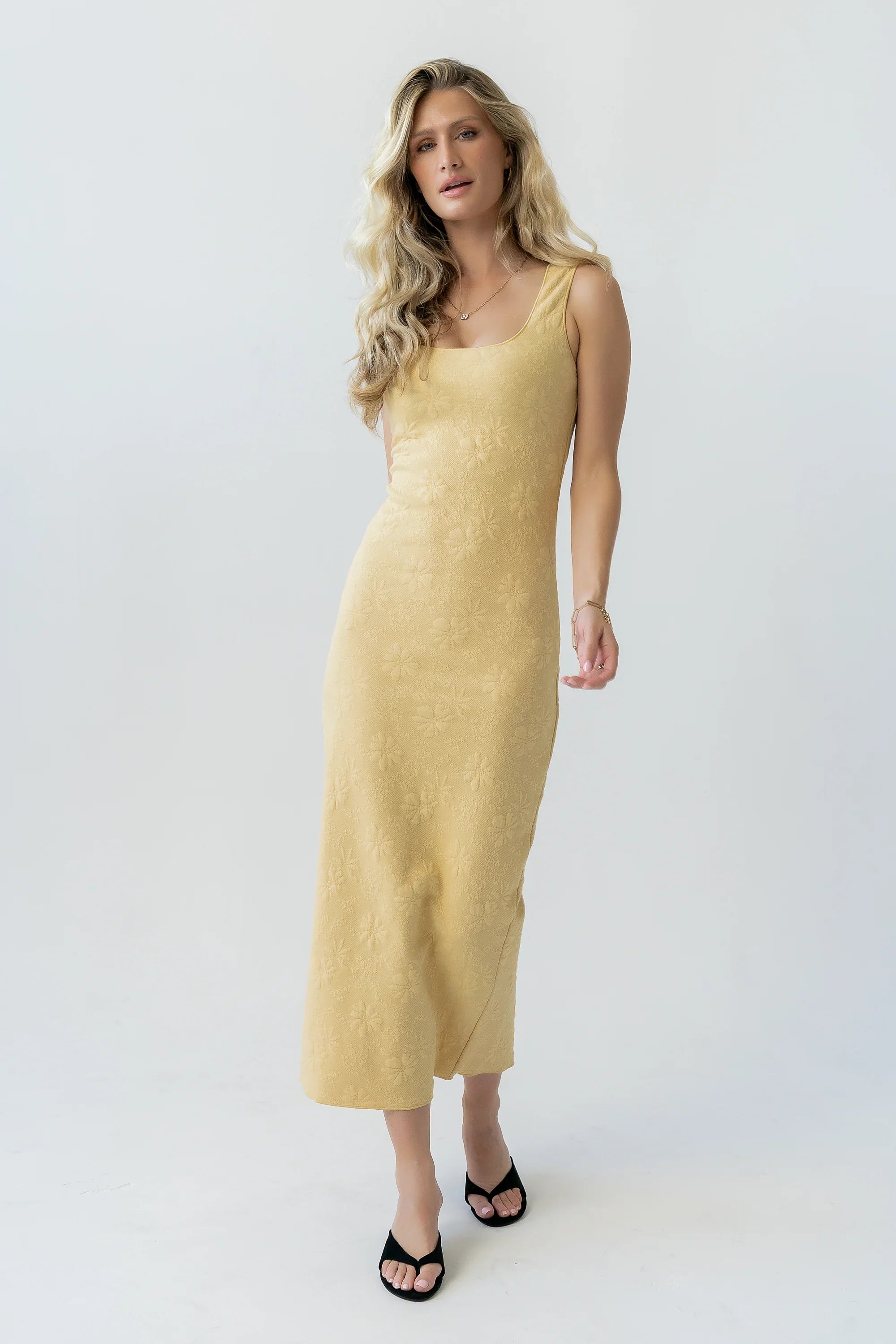 Melissa Textured Maxi Dress in Yellow