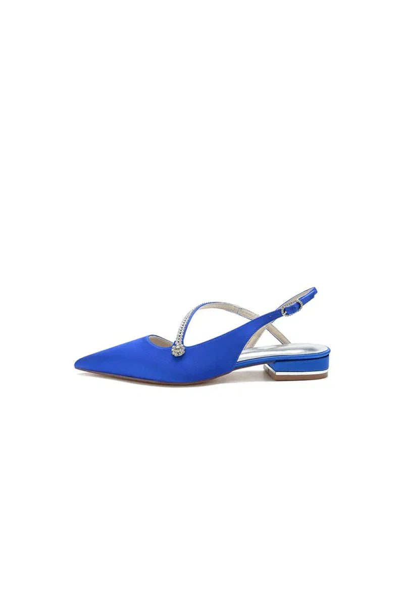 Beaded Pointed Toe Buckle Kitten Heels