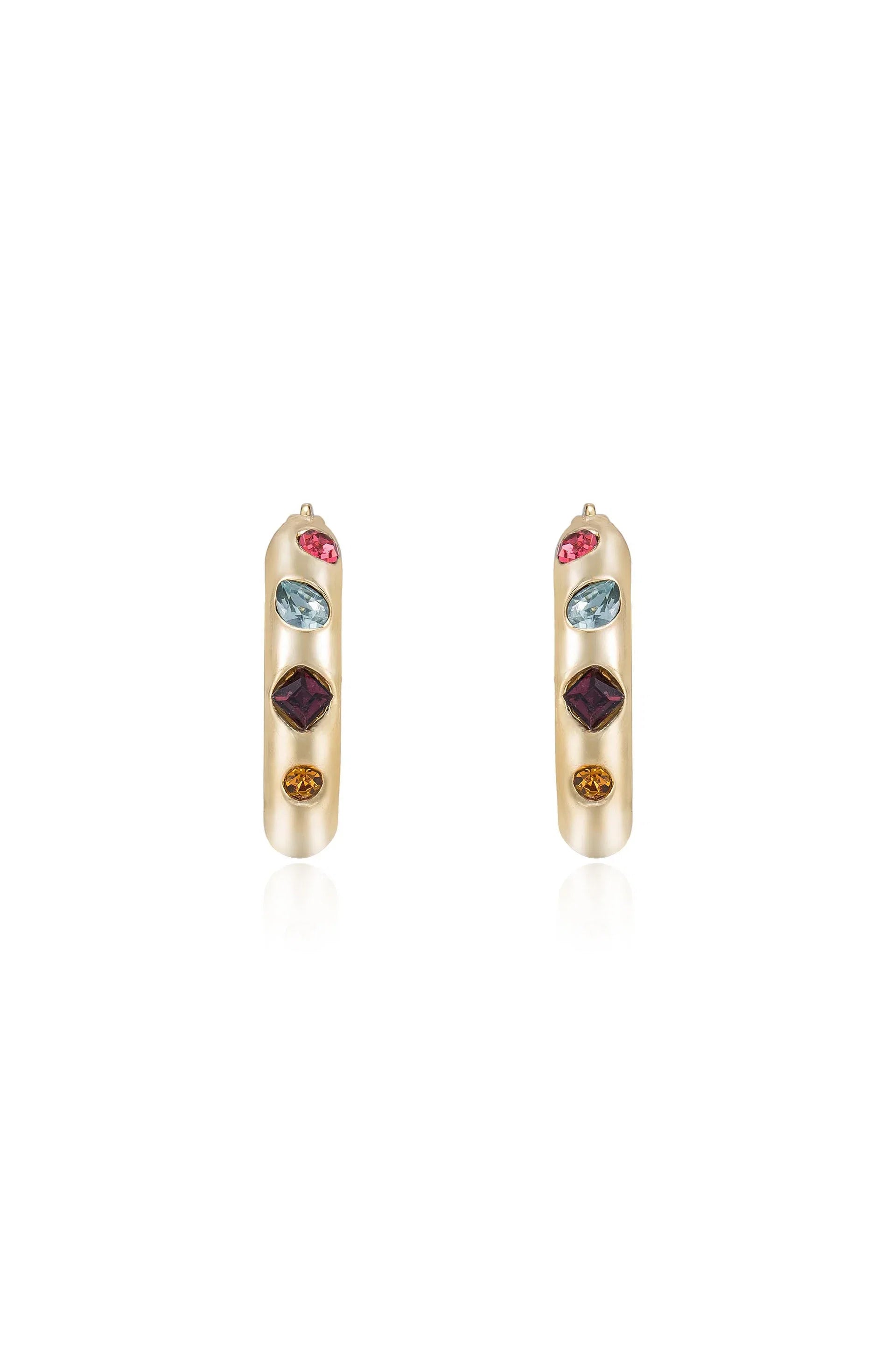 Lively Rainbow Crystal Hoop Earrings