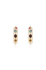 Lively Rainbow Crystal Hoop Earrings