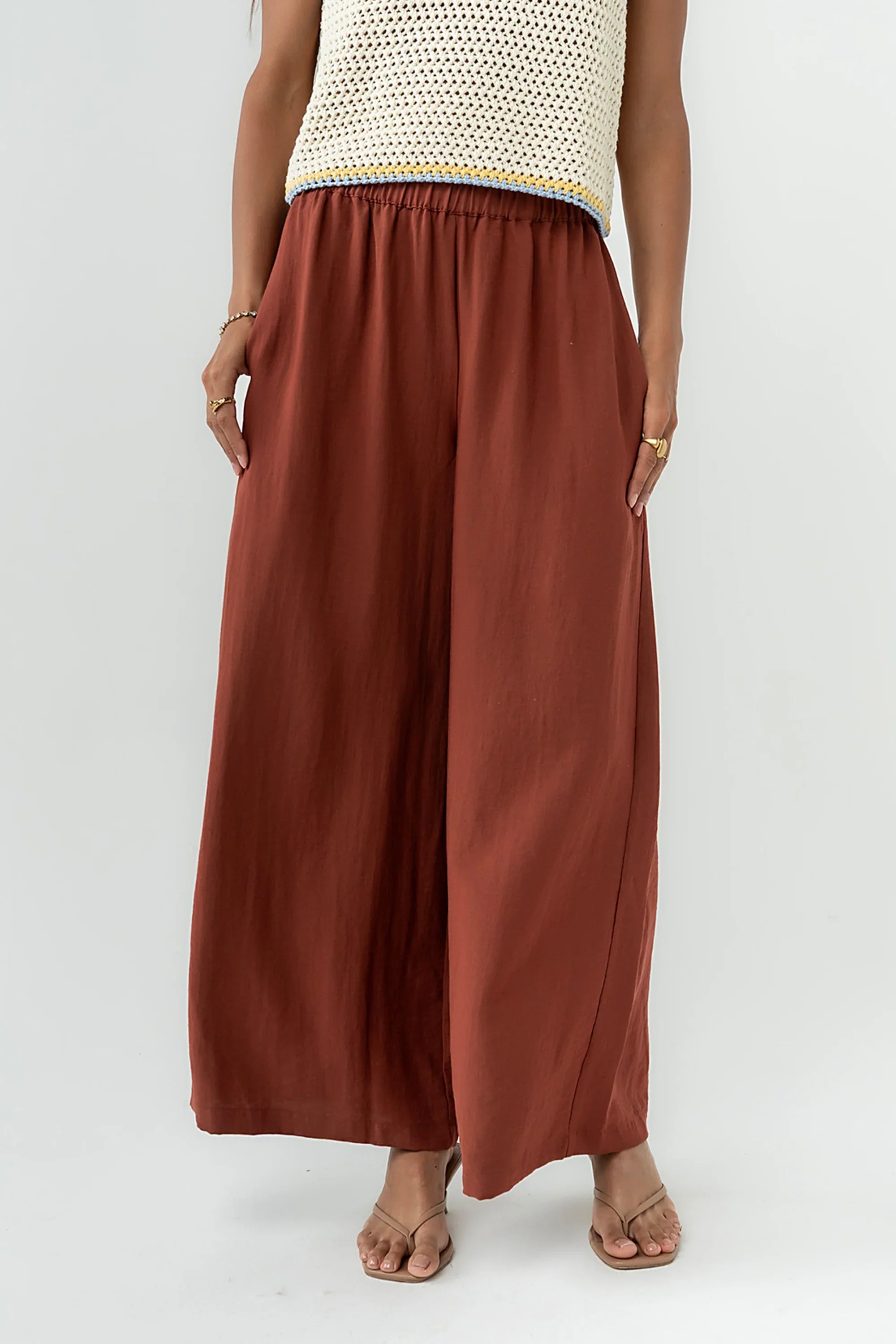 Lee Wide Leg Pants in Brick
