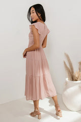 Declan Midi Dress in Blush FINAL SALE