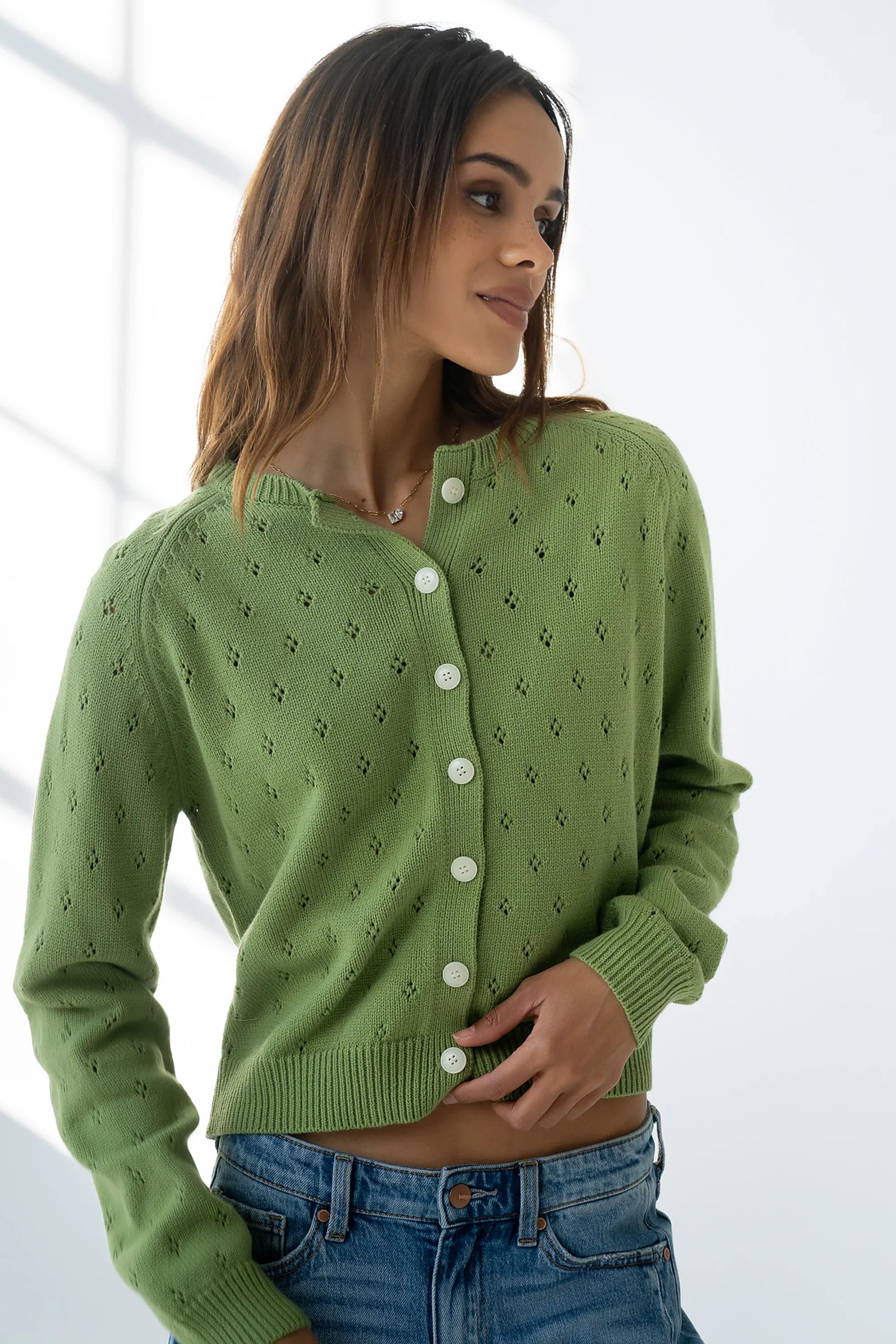 Kareena Knit Cardigan in Green
