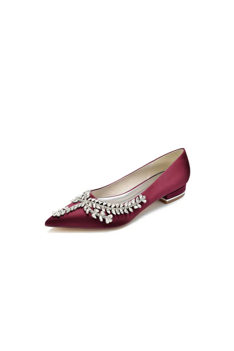 Rhinestone Pointed Toe Kitten Heels