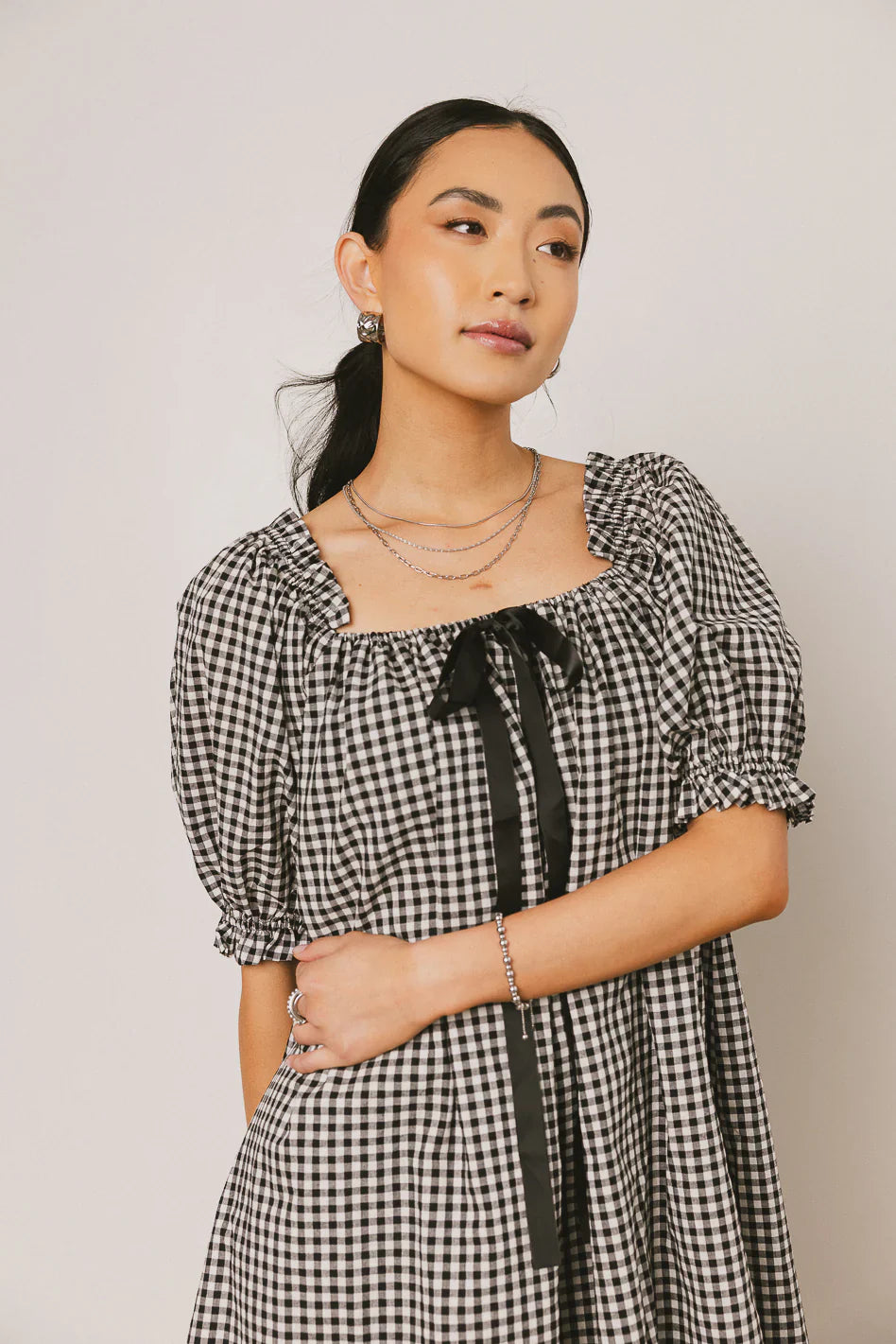 Cody Gingham Mini Dress in Black FINAL SALE