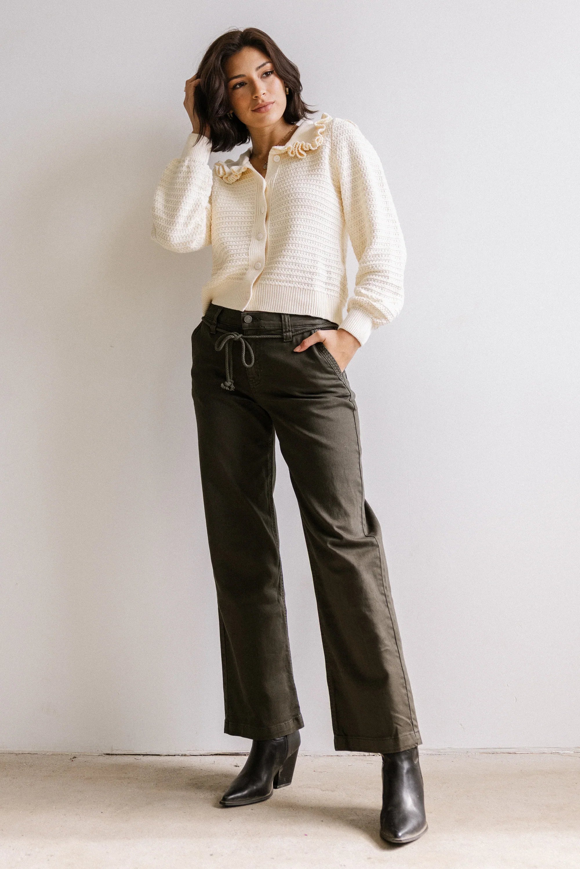 Maureen Collared Cardigan in Oatmeal FINAL SALE