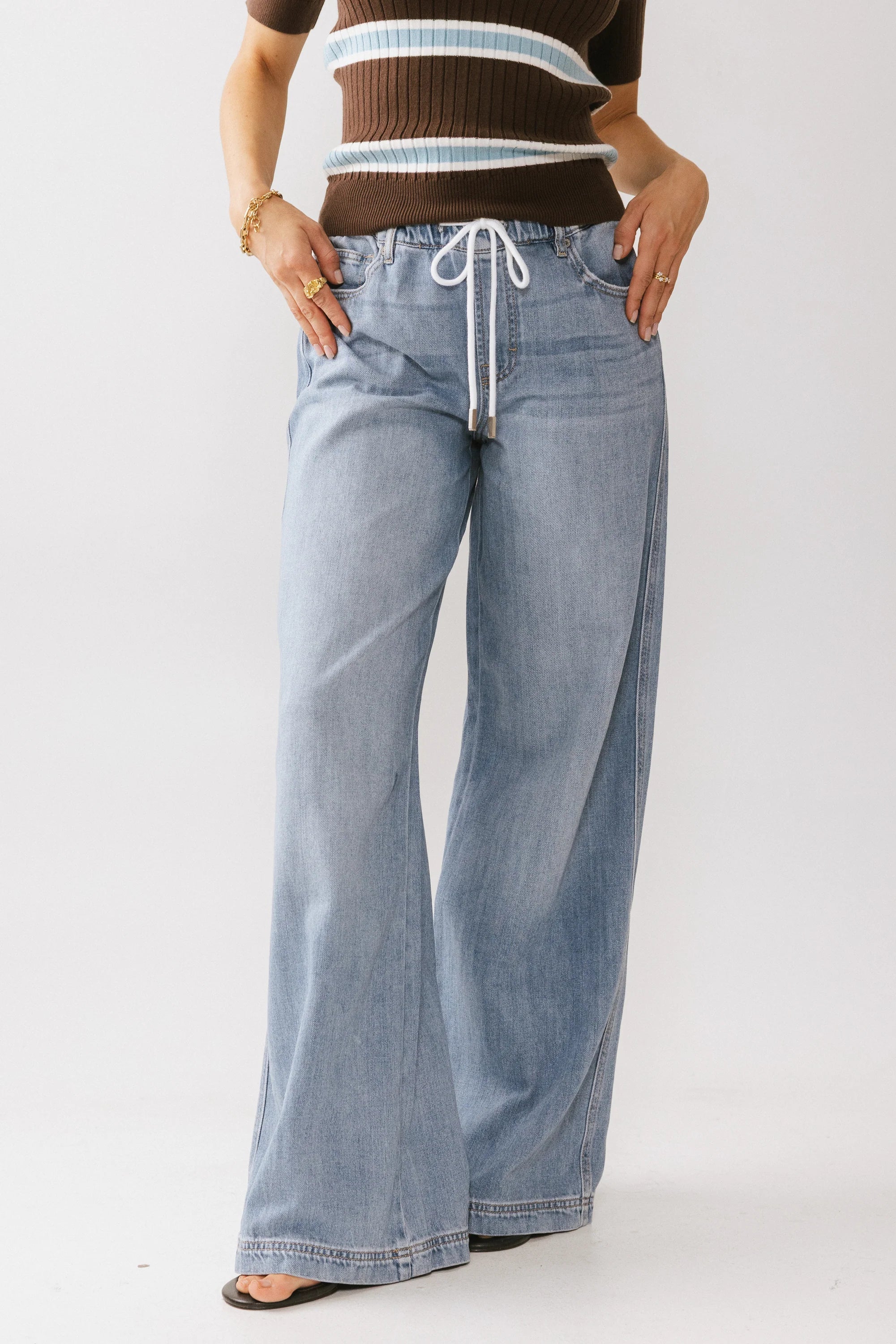 Eva Drawstring Wide Leg Jeans FINAL SALE