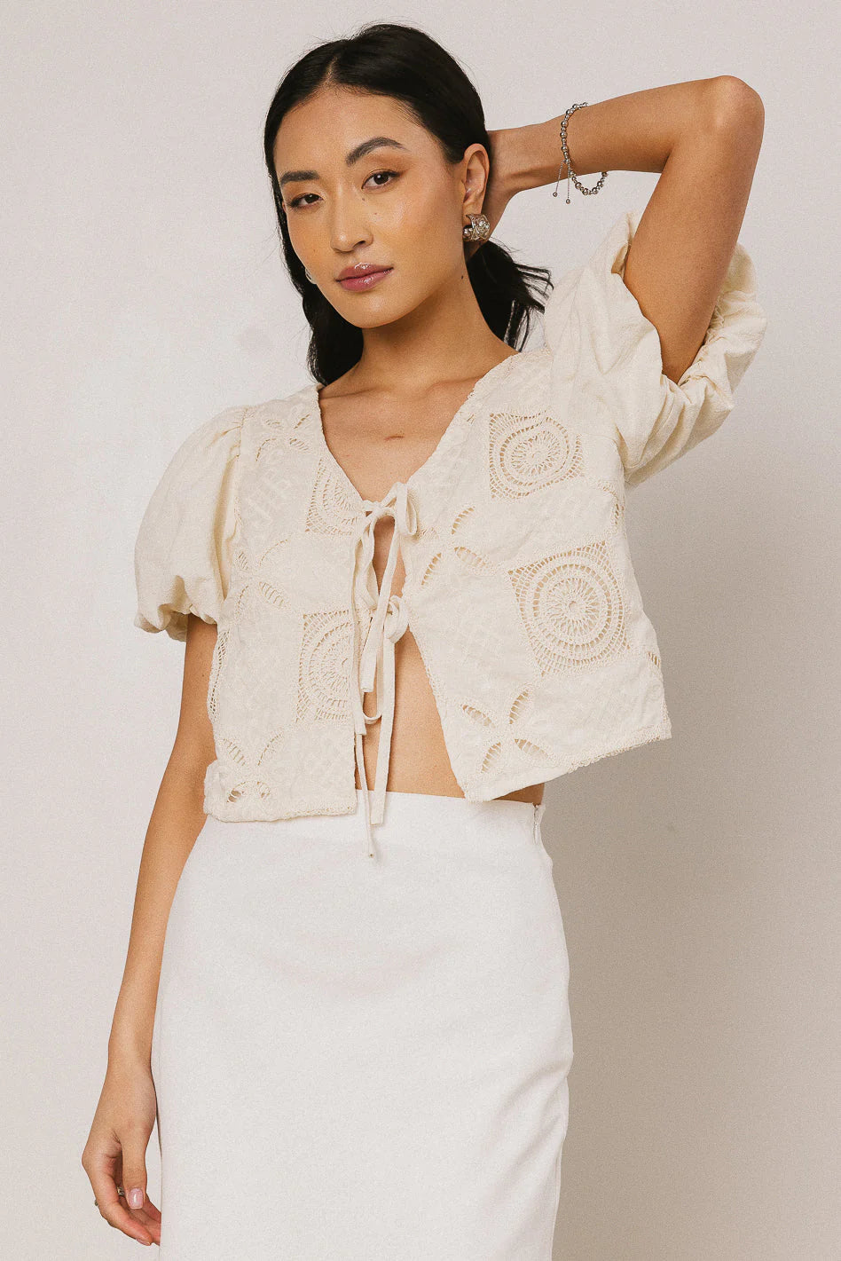Sylas Embroidered Blouse in Ivory FINAL SALE