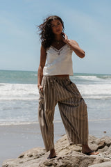 Colleen Striped Baggy Pants in Khaki