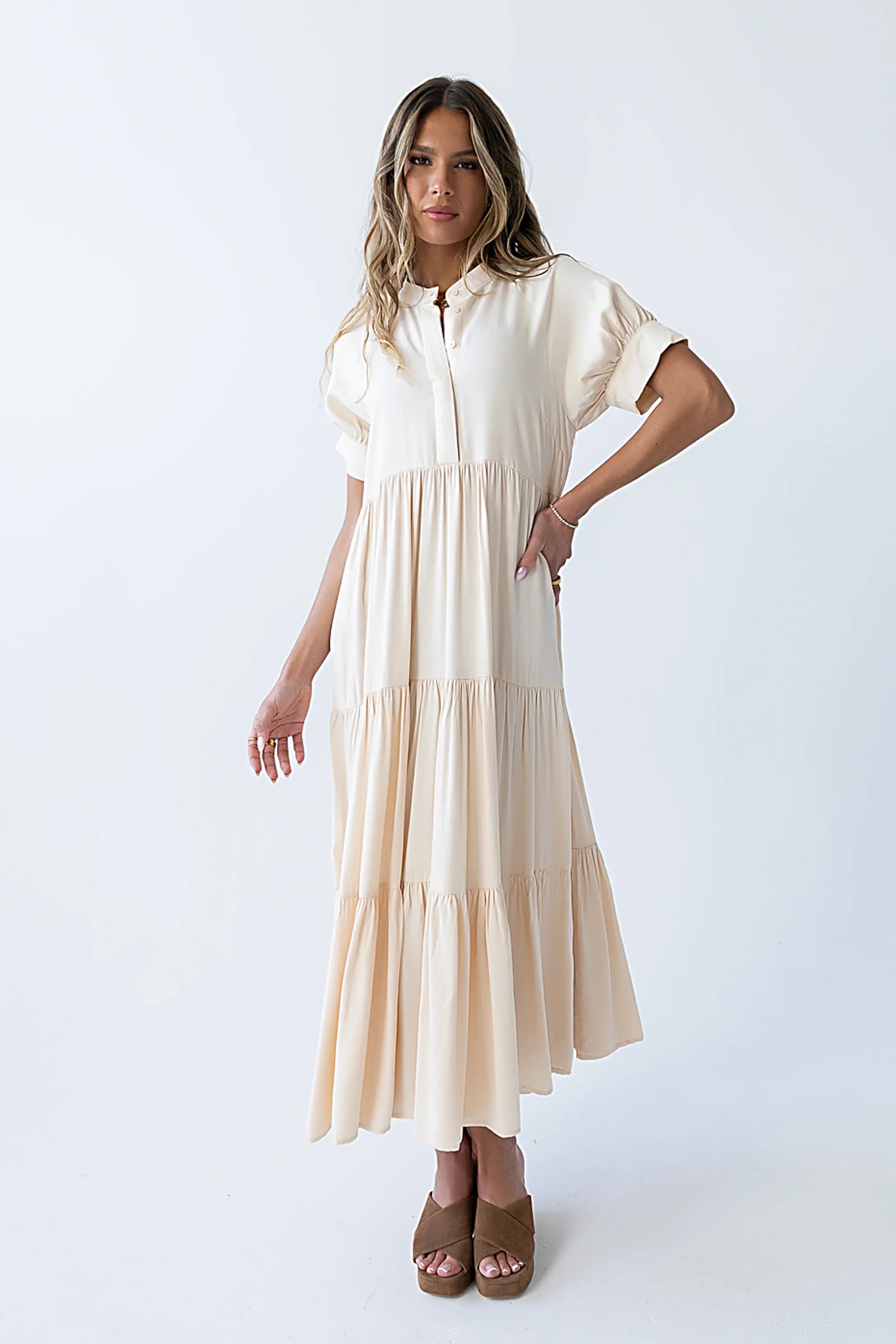 Amanda Tiered Dress in Cream