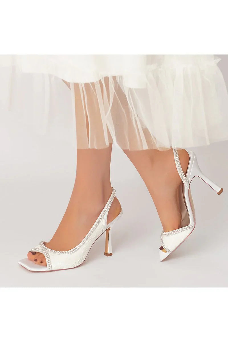 Square Open Toe Slingback Chunky Heels