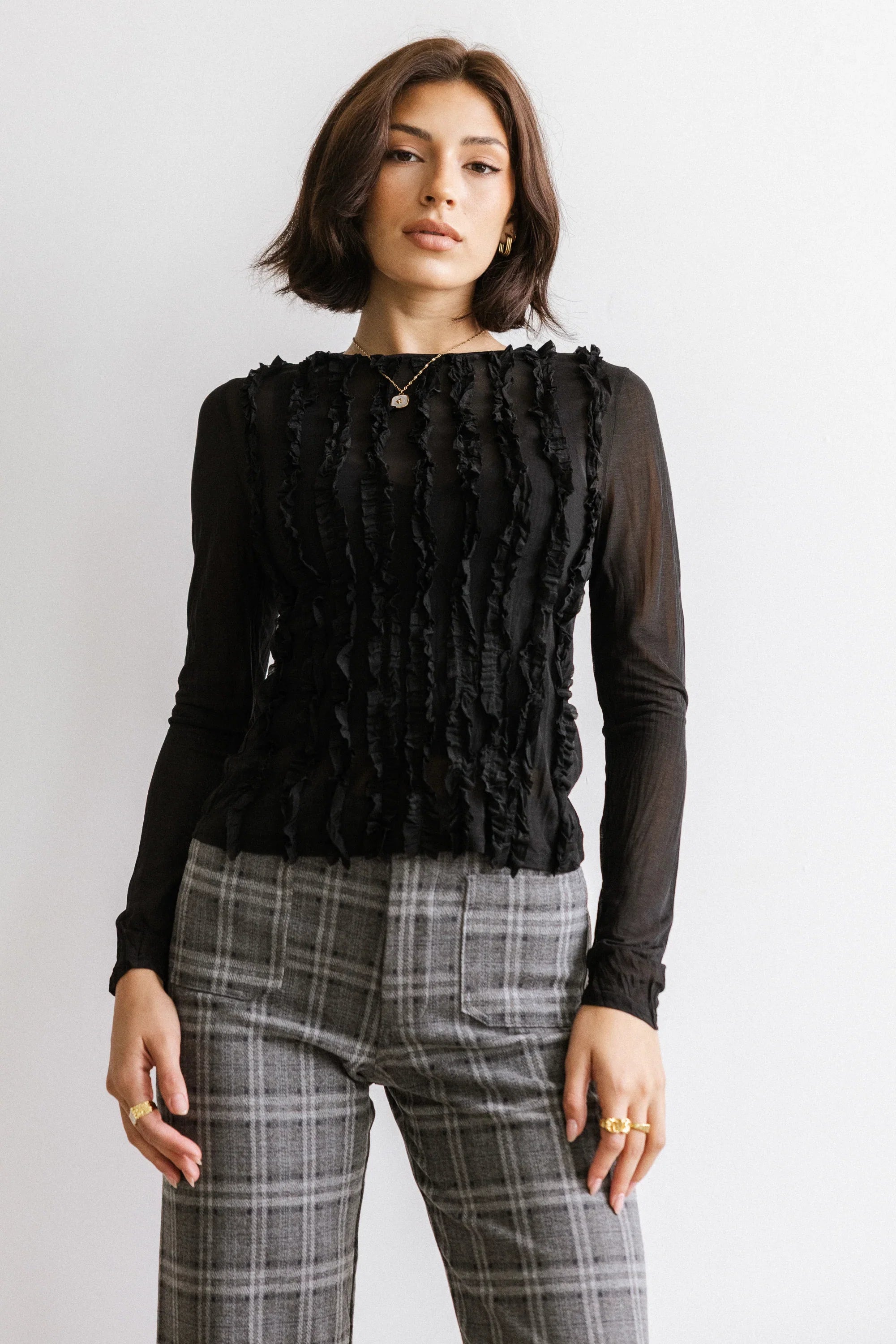 Marie Sheer Top in Black FINAL SALE