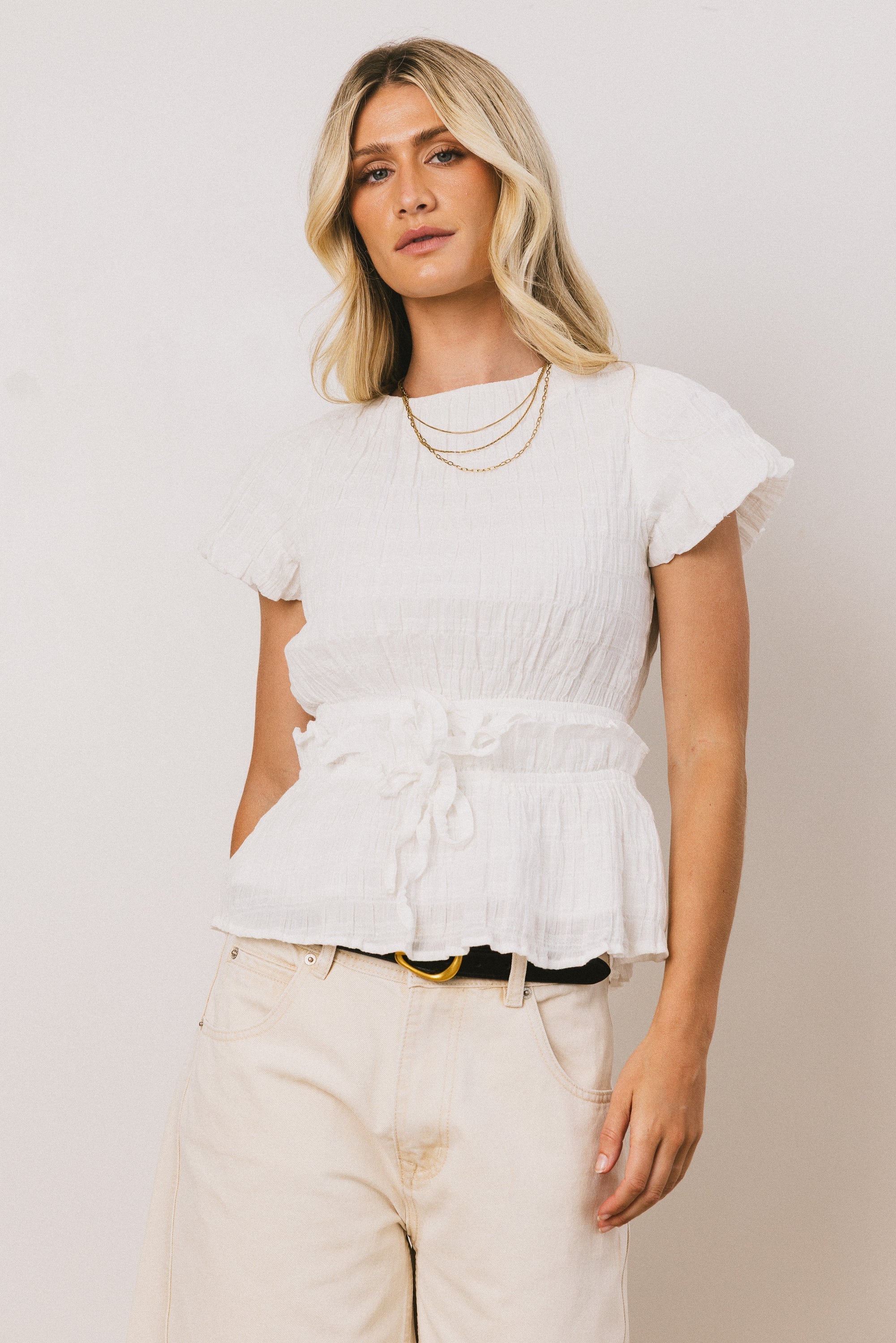 Anya Textured Blouse in Off White FINAL SALE