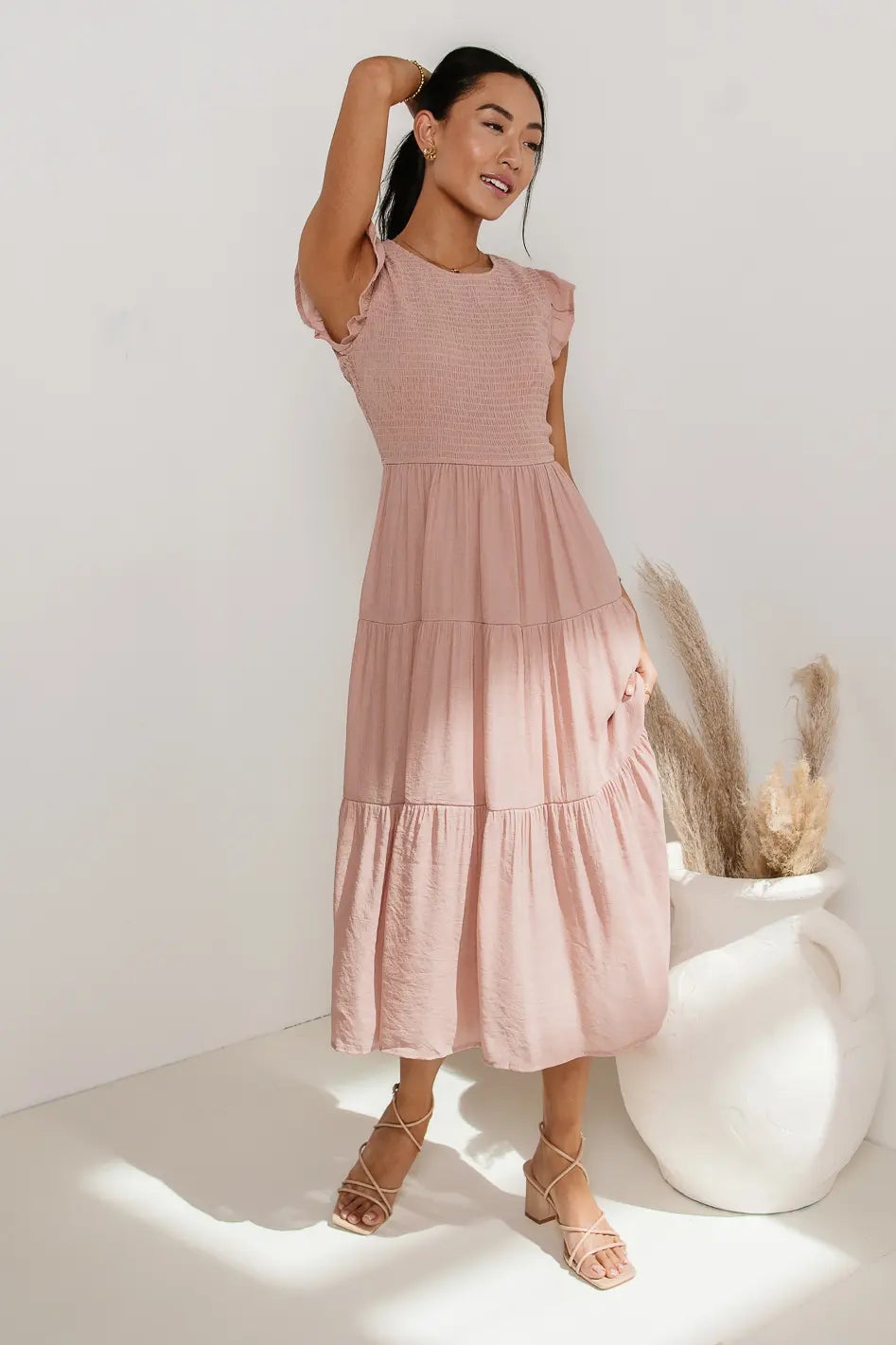 Declan Midi Dress in Blush FINAL SALE