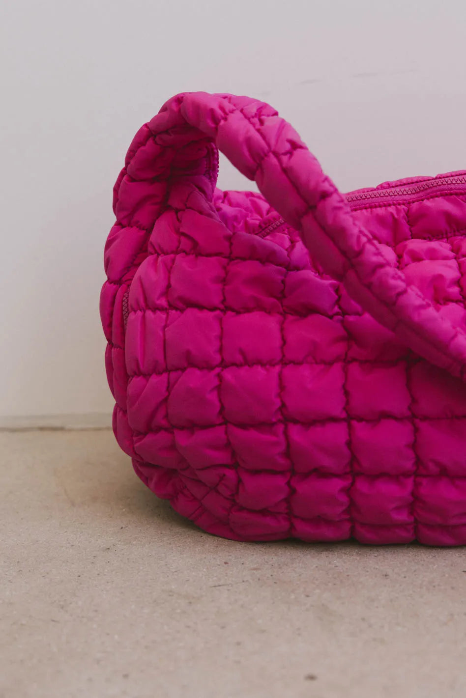 Nora Quilted Tote Bag in Fuschia FINAL SALE