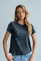 Genesis Grommet Top in Charcoal