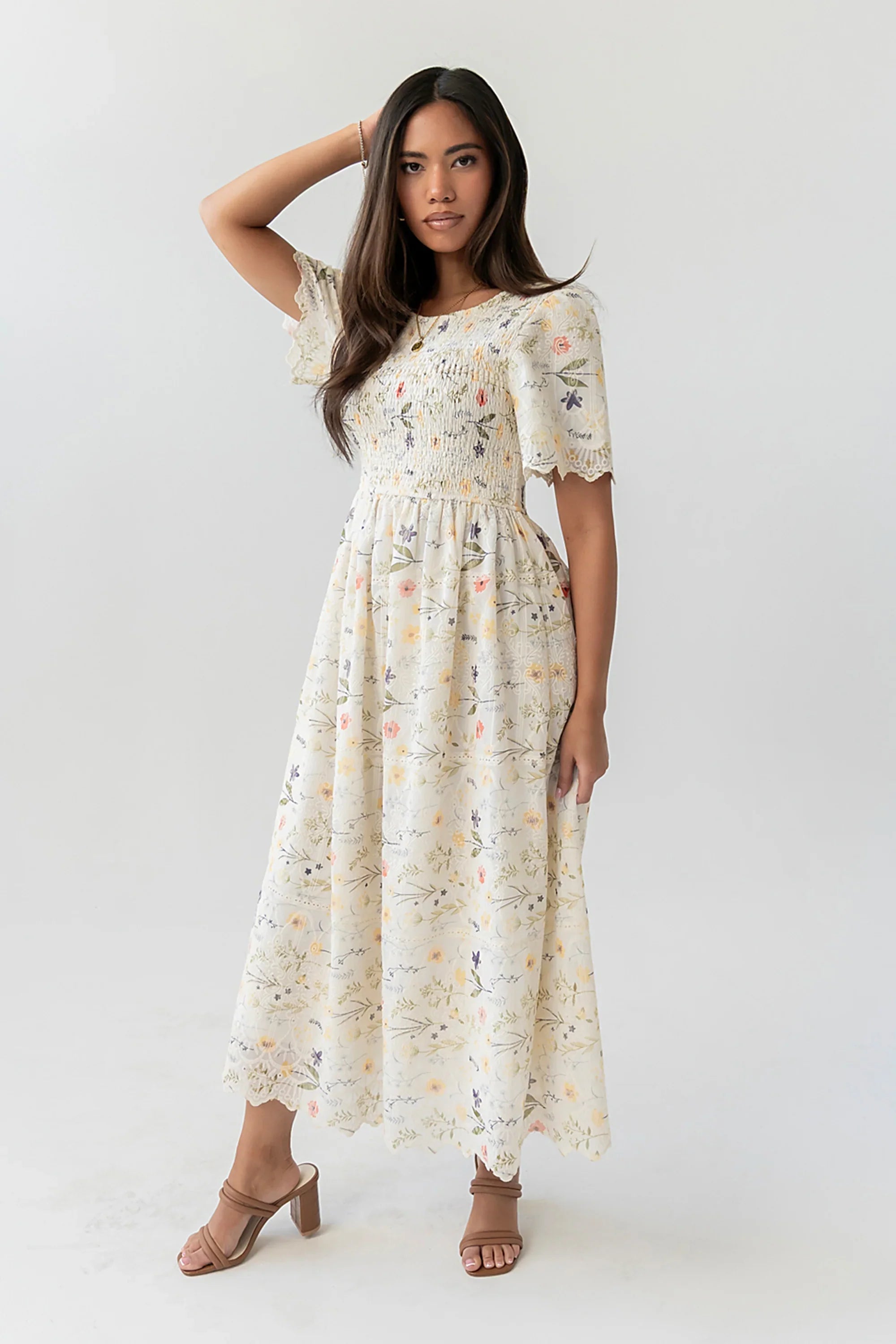 Aurelia Smocked Floral Midi Dress