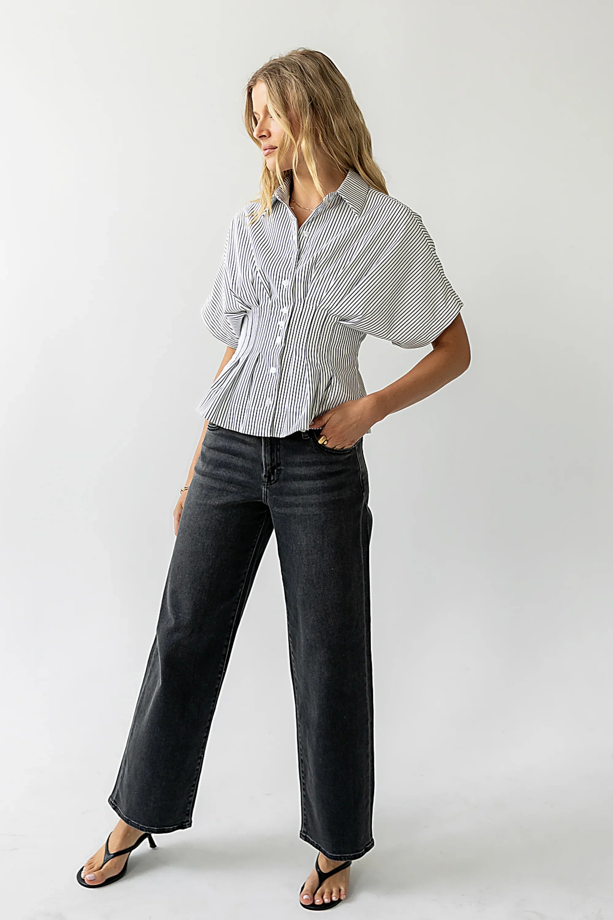 Alec Striped Blouse in White