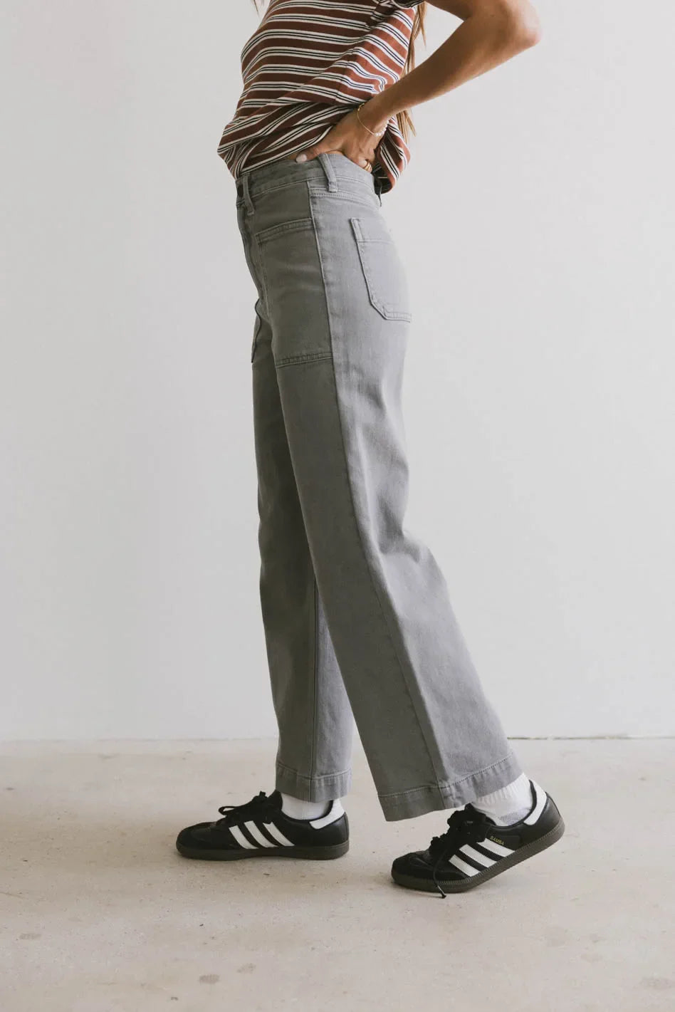 Leila Wide Leg Jeans in Grey FINAL SALE