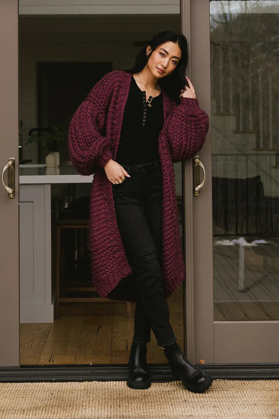 Marlee Long Cardigan in Purple FINAL SALE