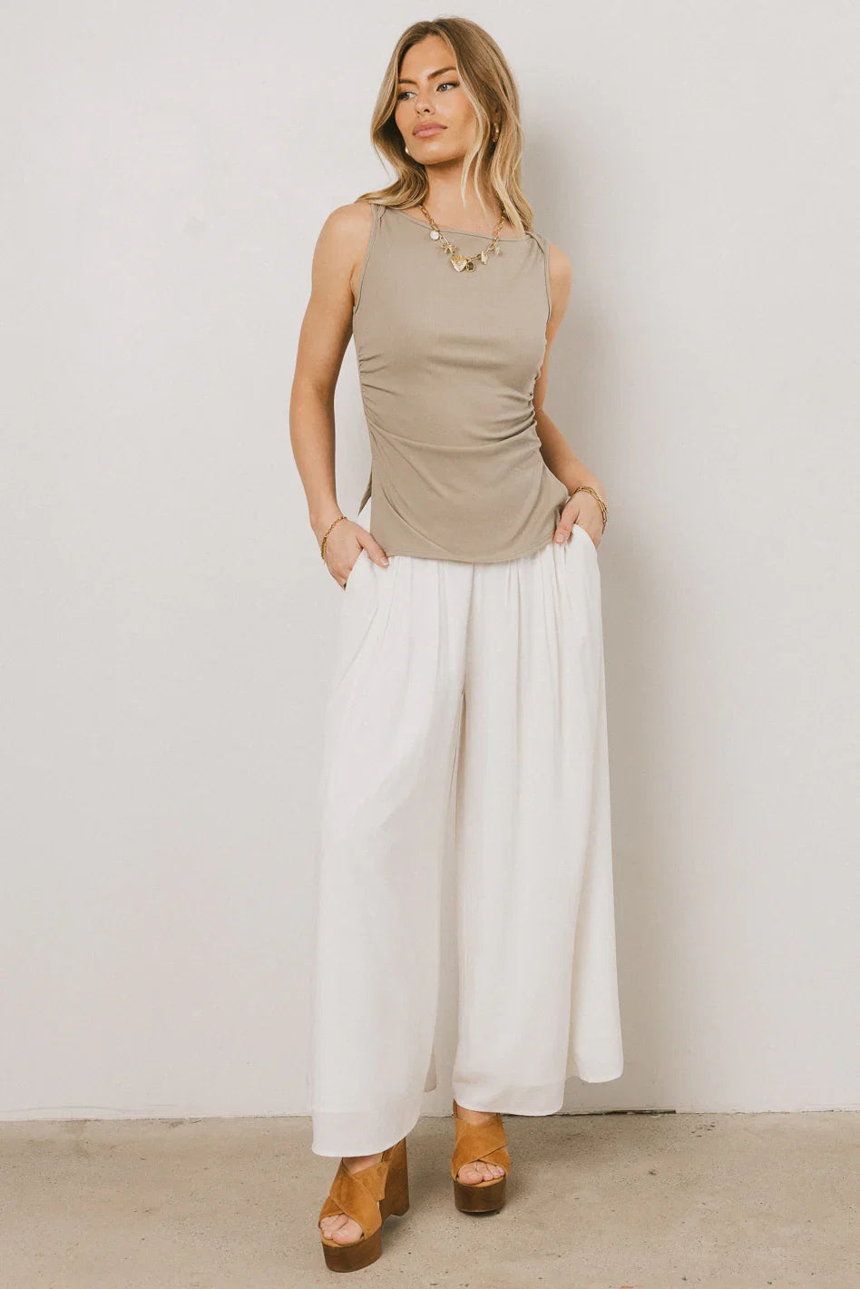 Kiaan Baggy Pants in White FINAL SALE