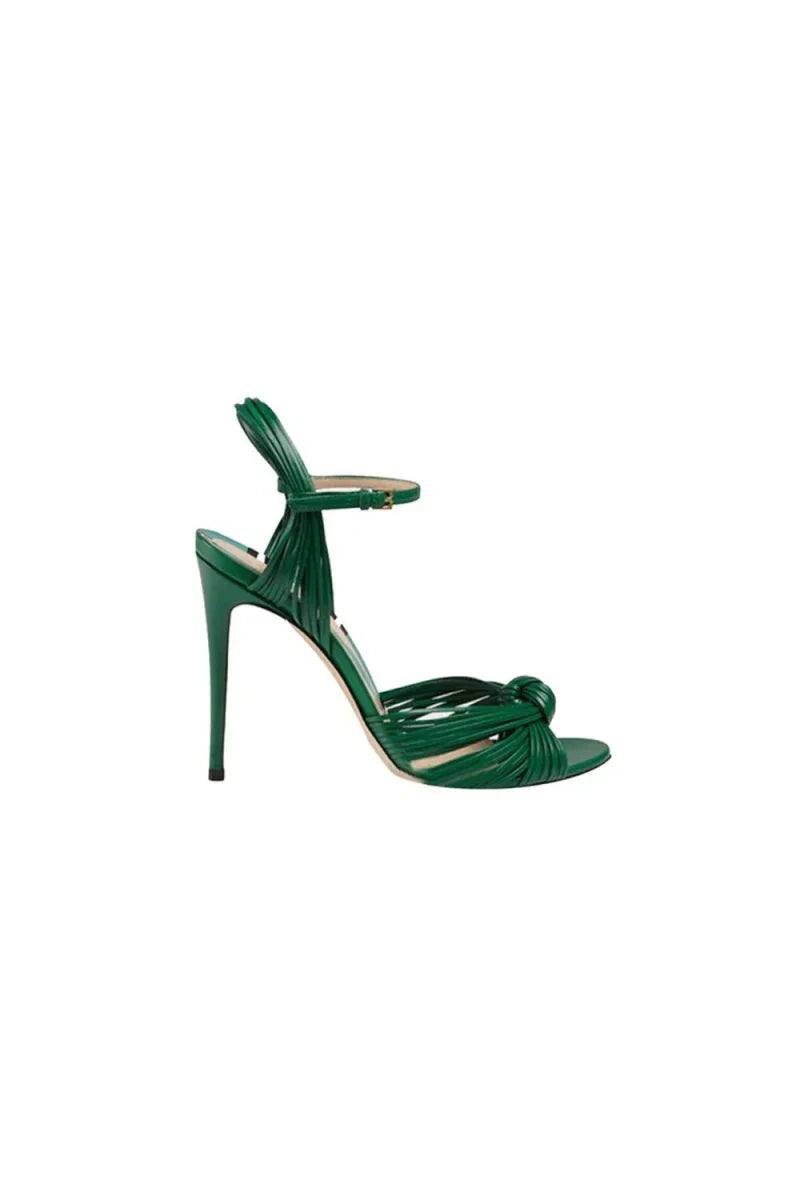 Gold Knotted Stiletto High Heel Sandals