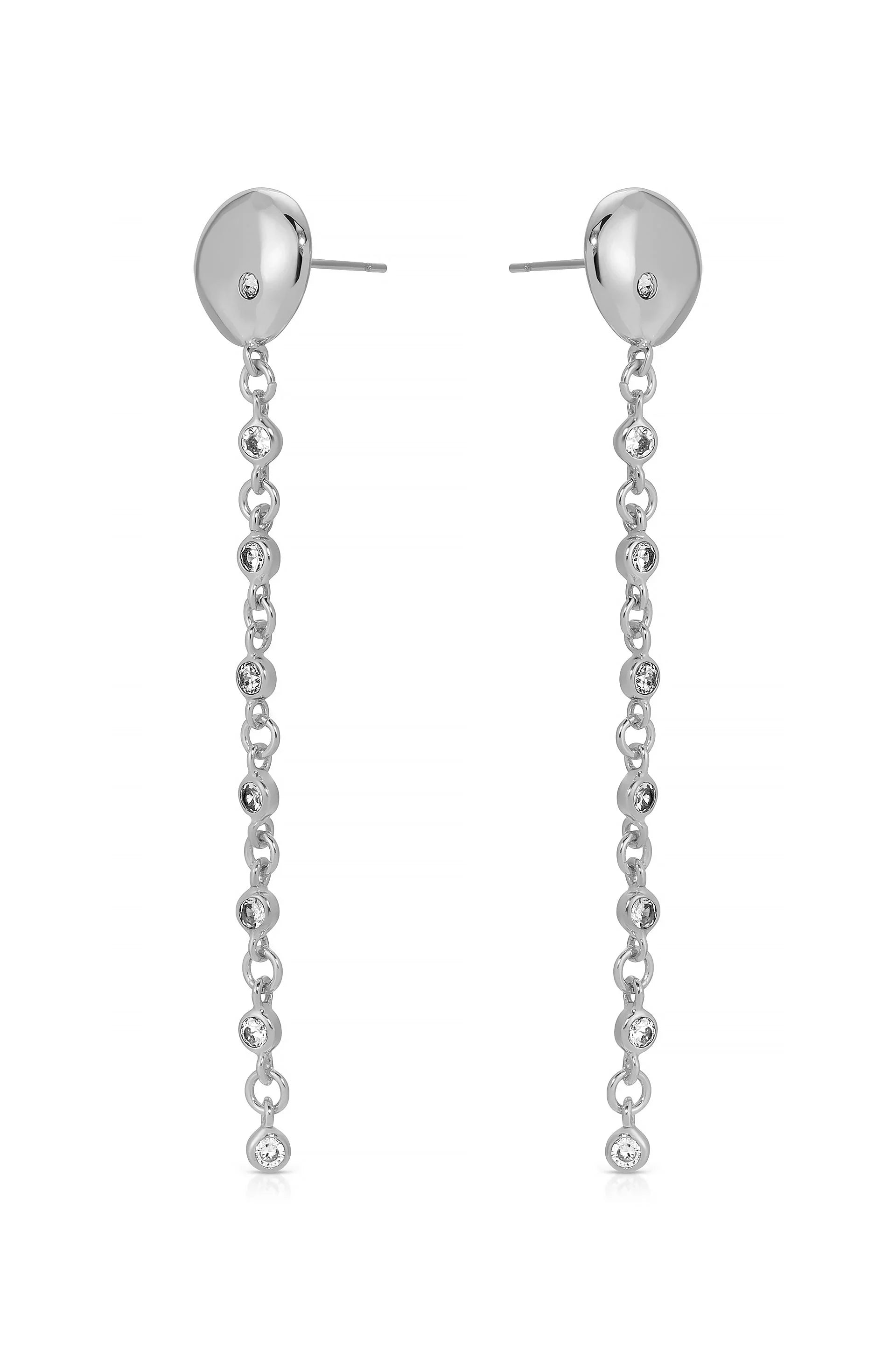 Polished Pebble Linear Chain Earrings