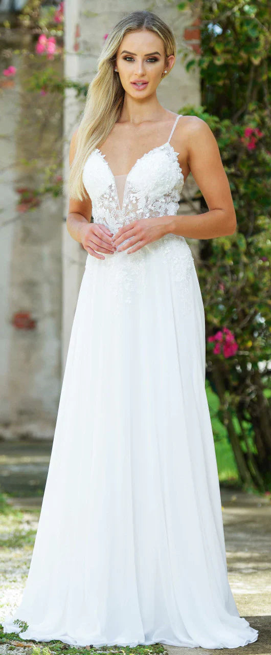 Avianna Gown Floral Lace A Line Chiffon Dress