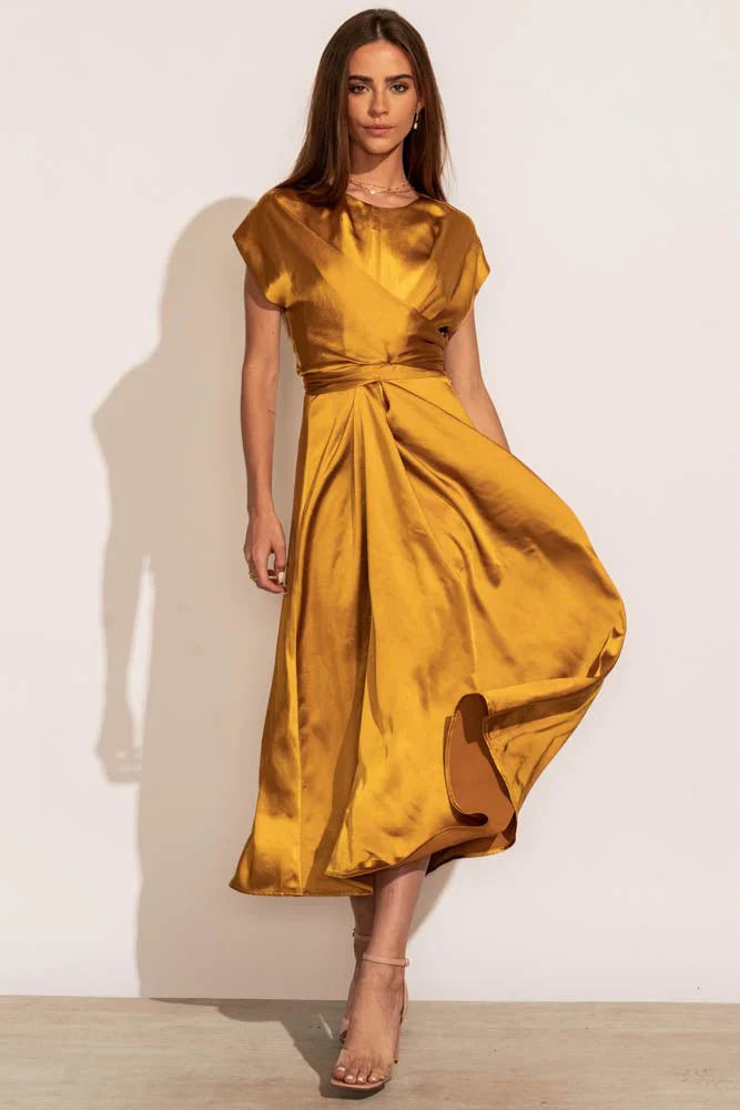 Rosalind Midi Dress in Mustard FINAL SALE