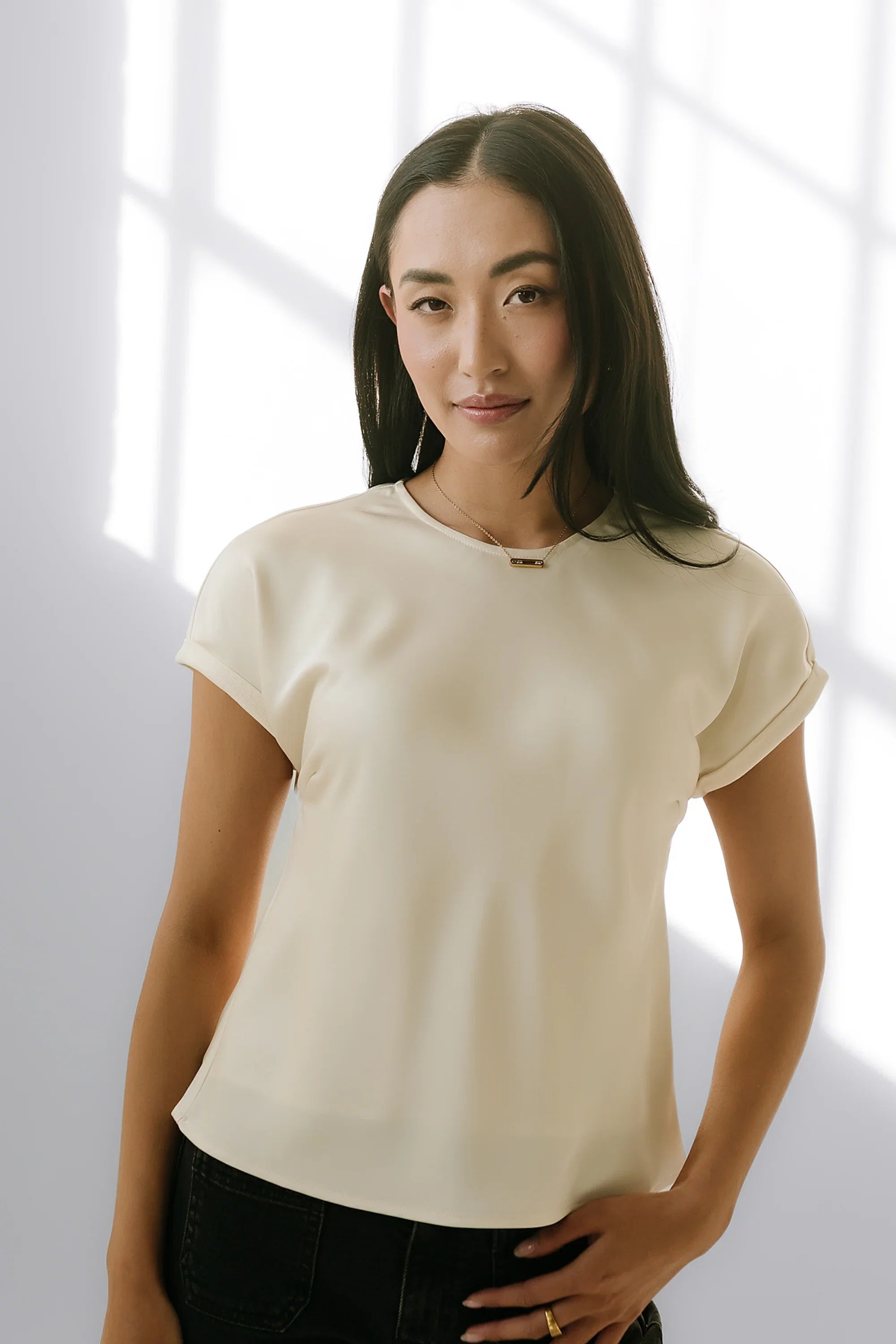 Marvin Satin Blouse in Cream