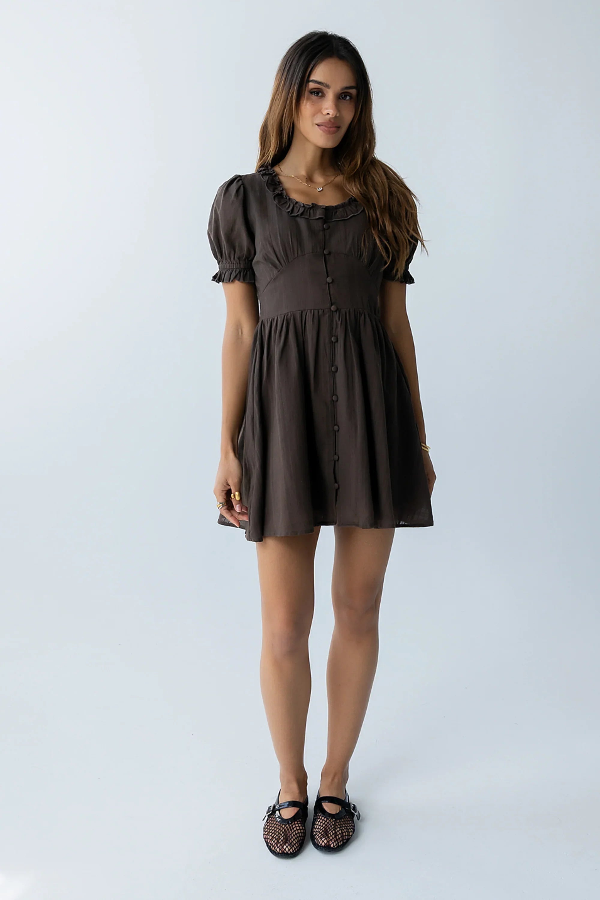 Jennie Mini Dress in Brown