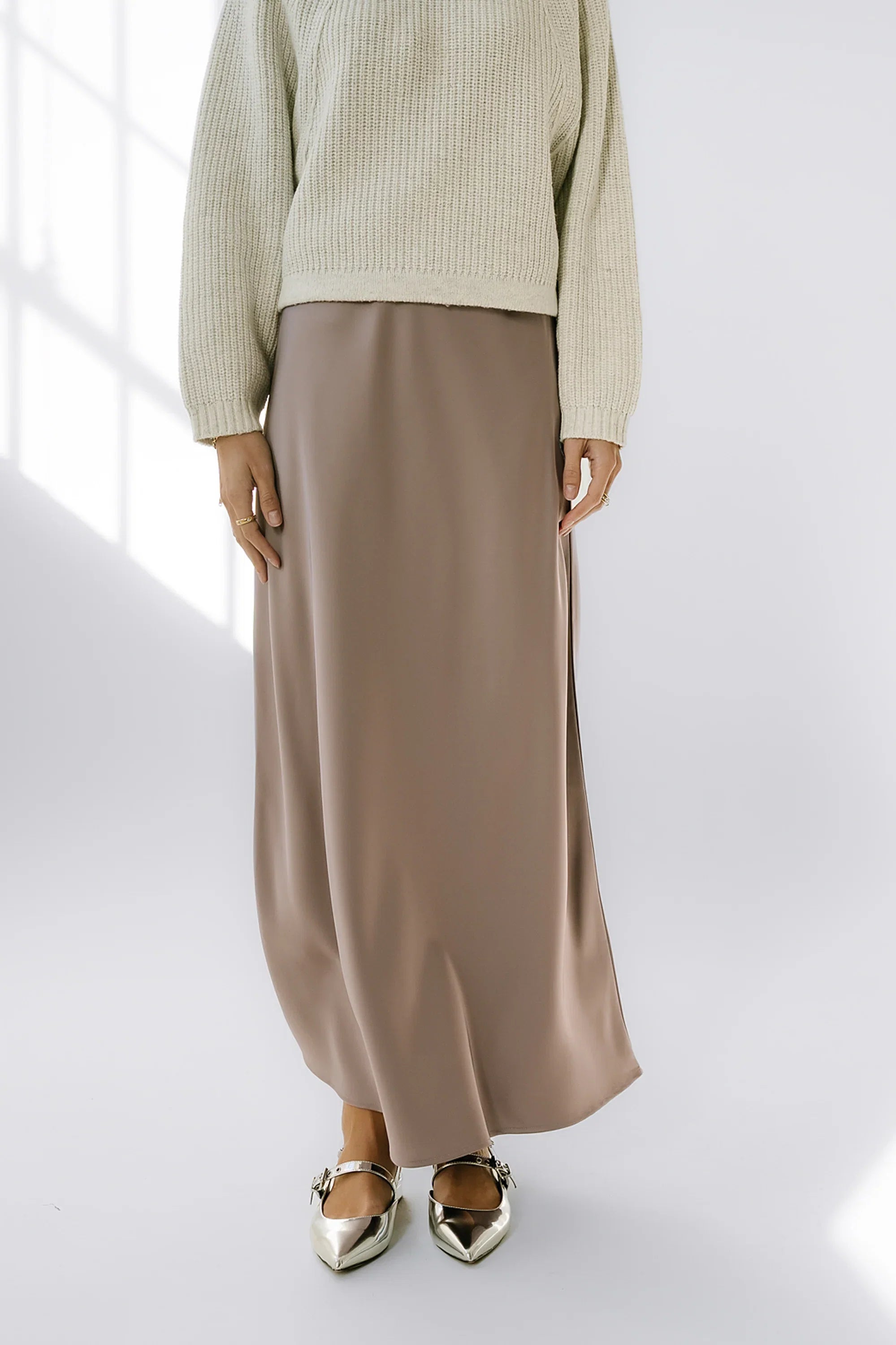 Tory Satin Maxi Skirt in Mauve FINAL SALE