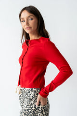 Maddy Button Up Cardigan in Red FINAL SALE
