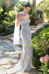A1484 Meadow Lark Fitted Column Dress With Scarf Andrea Leo