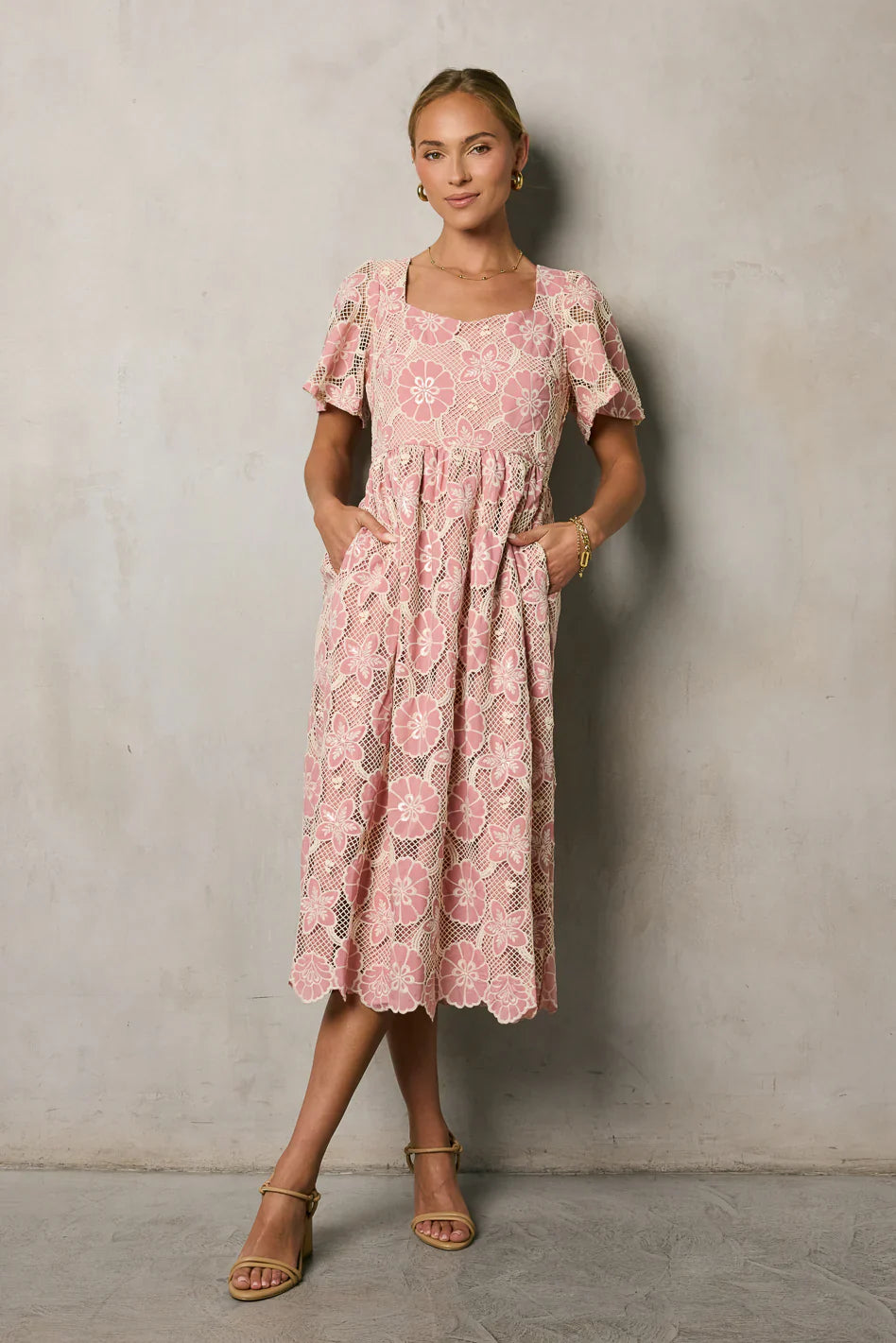 Mica Embroidered Midi Dress FINAL SALE