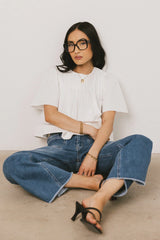 Isha Pleated Top in White FINAL SALE
