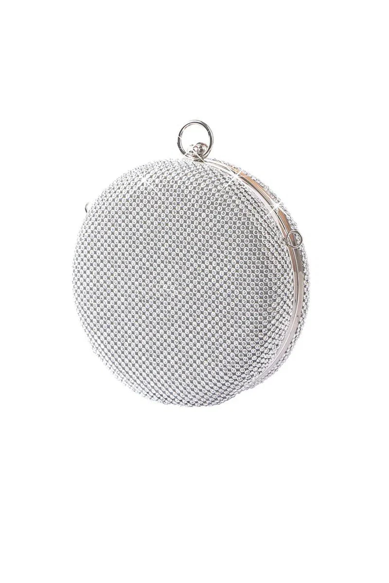 Silver Exquisite Round Party Handbag