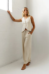 Lucy Striped Baggy Pants in Natural