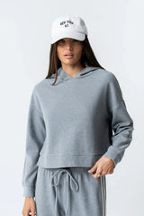 Kourtney Waffle Knit Hoodie in Grey