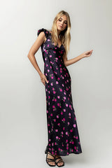 Asa Floral Maxi Dress in Plum