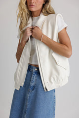 Rory Collared Vest in Cream FINAL SALE