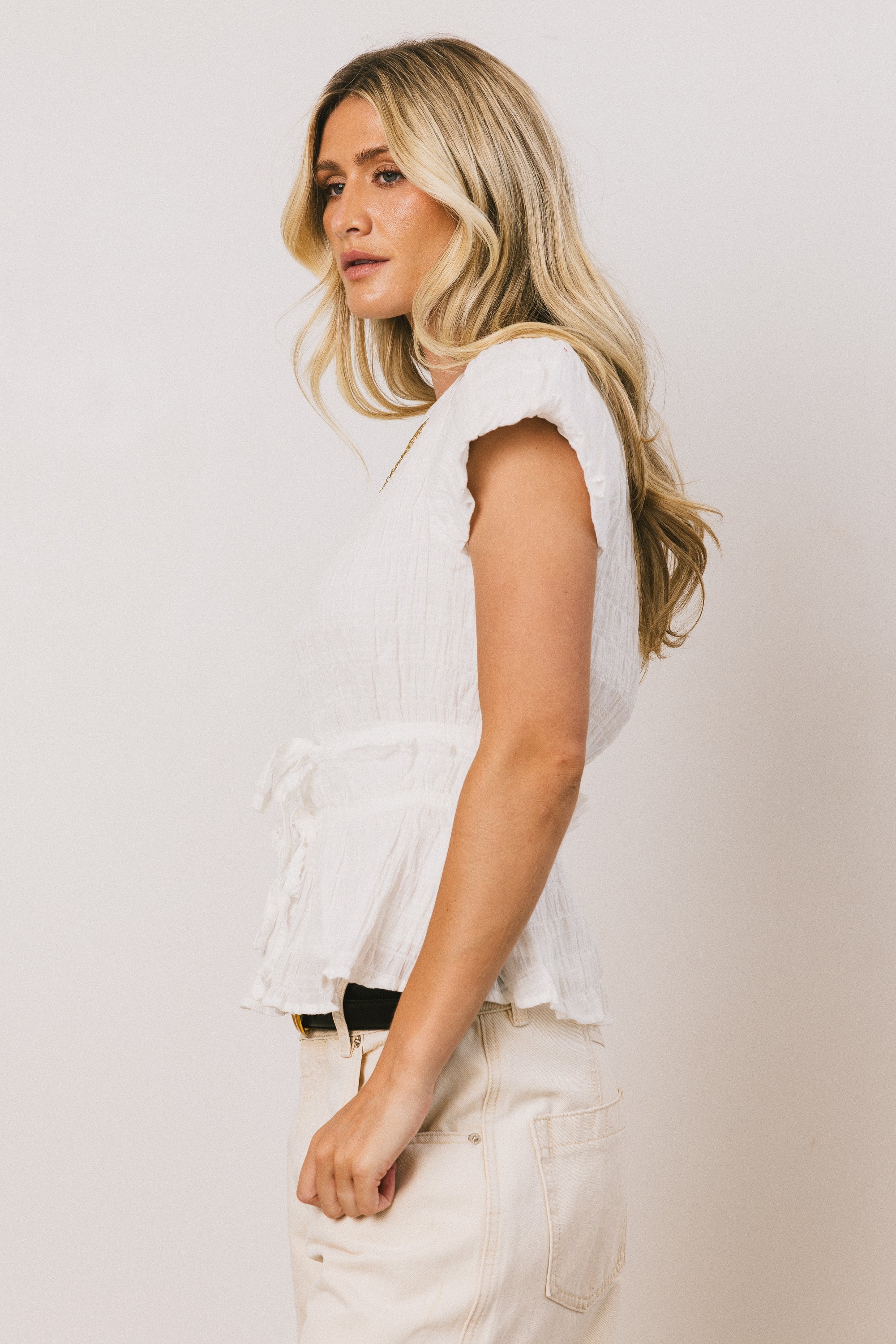 Anya Textured Blouse in Off White FINAL SALE
