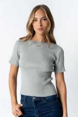 Waylen Ribbed Sweater in Heather Grey