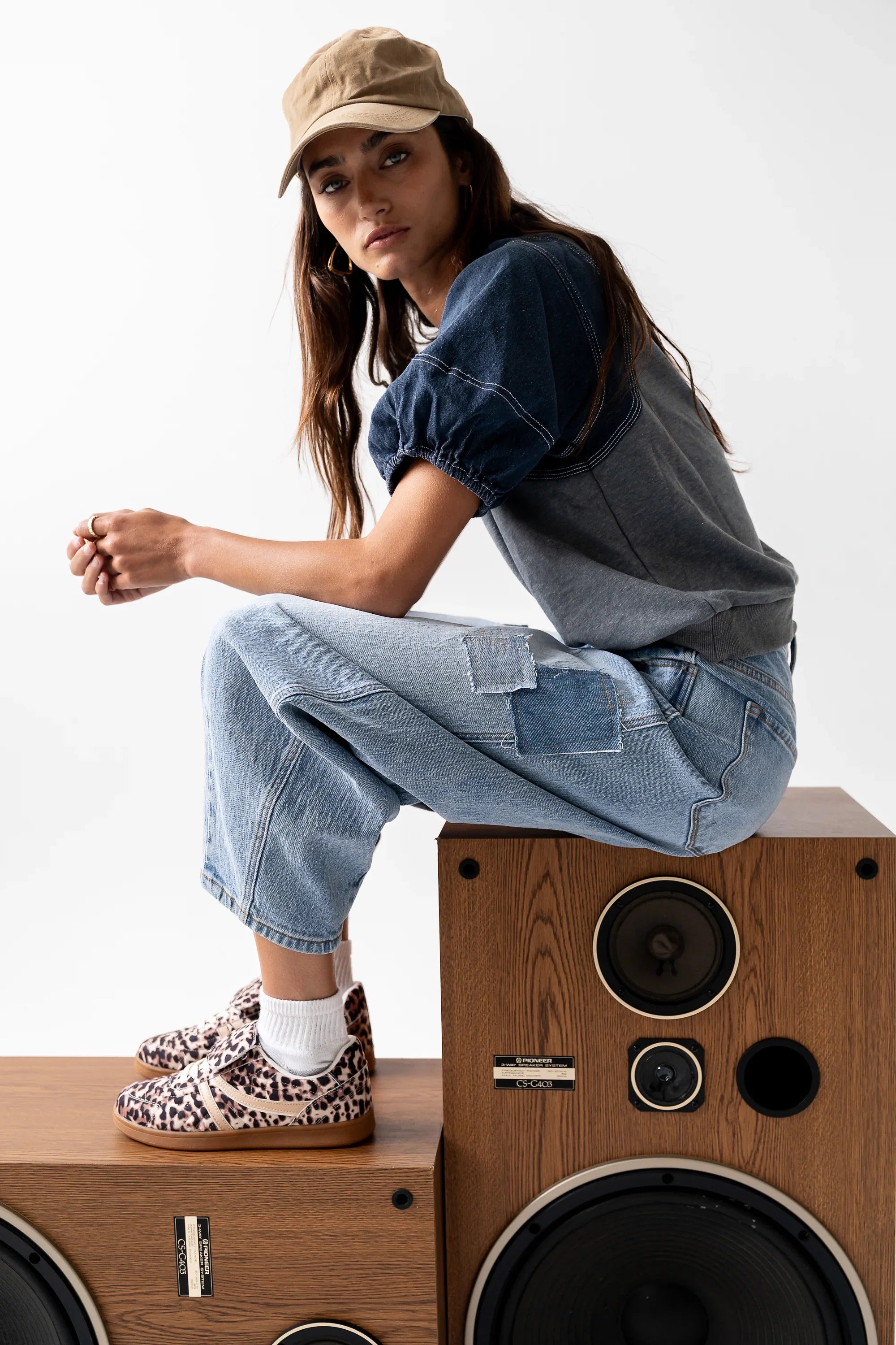 Rory Contrast Top in Denim FINAL SALE
