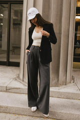Reese Striped Slacks in Charcoal FINAL SALE