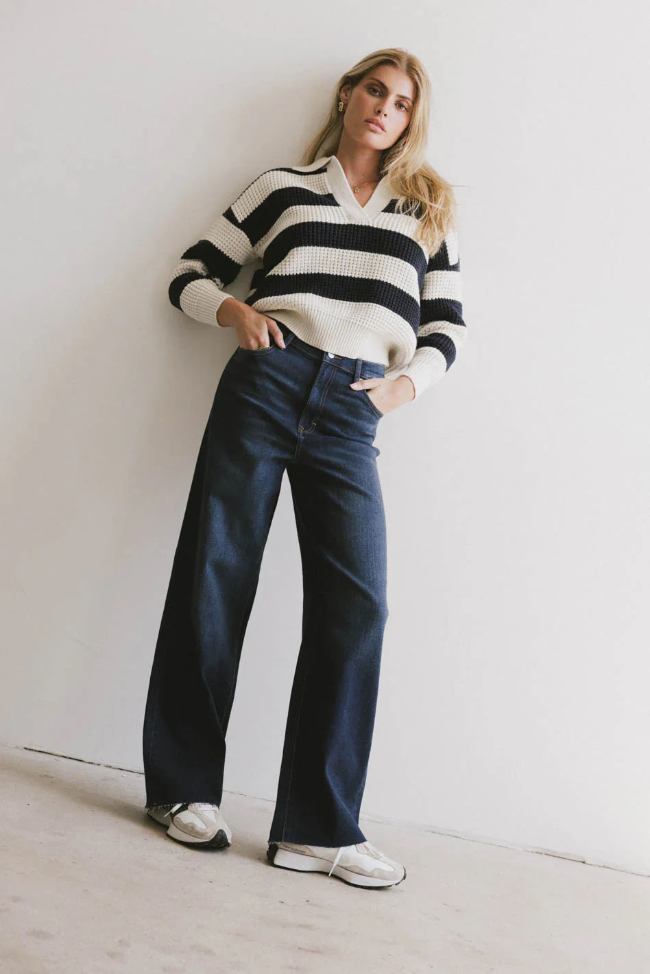 Ozzie Striped Sweater in Navy FINAL SALE